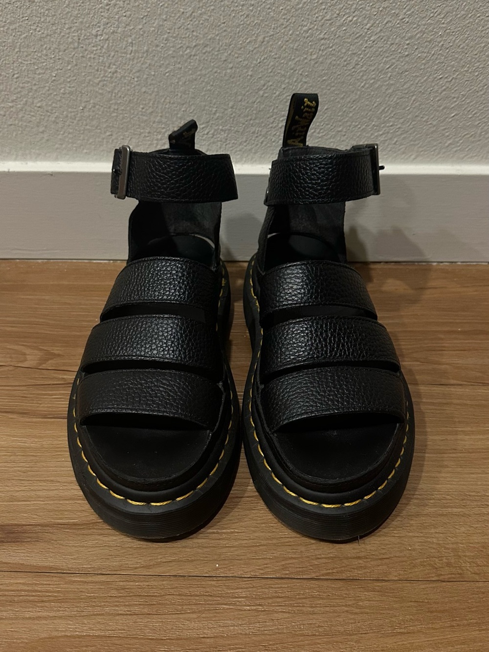 Dr. Martens Clarissa II Quad Black Leather Platform Sandals